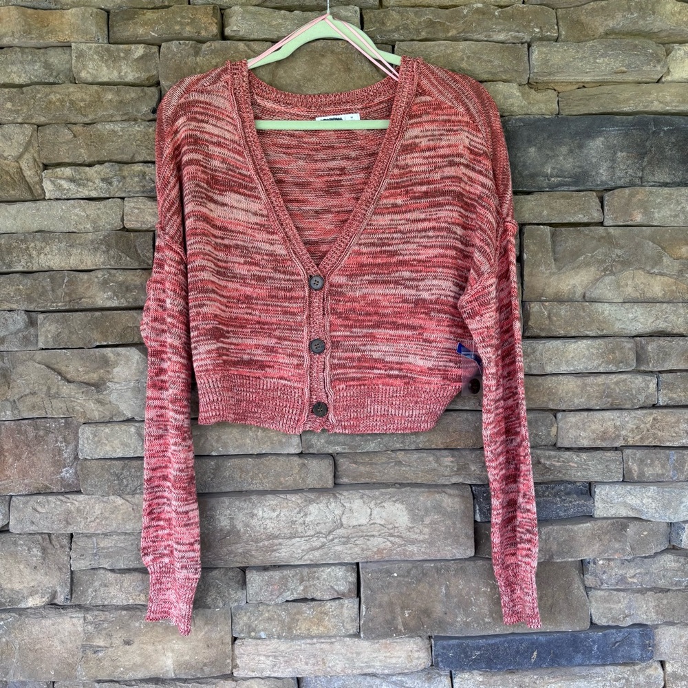 Arizona Jean Company‎ Red Cropped Cardigan Sweater